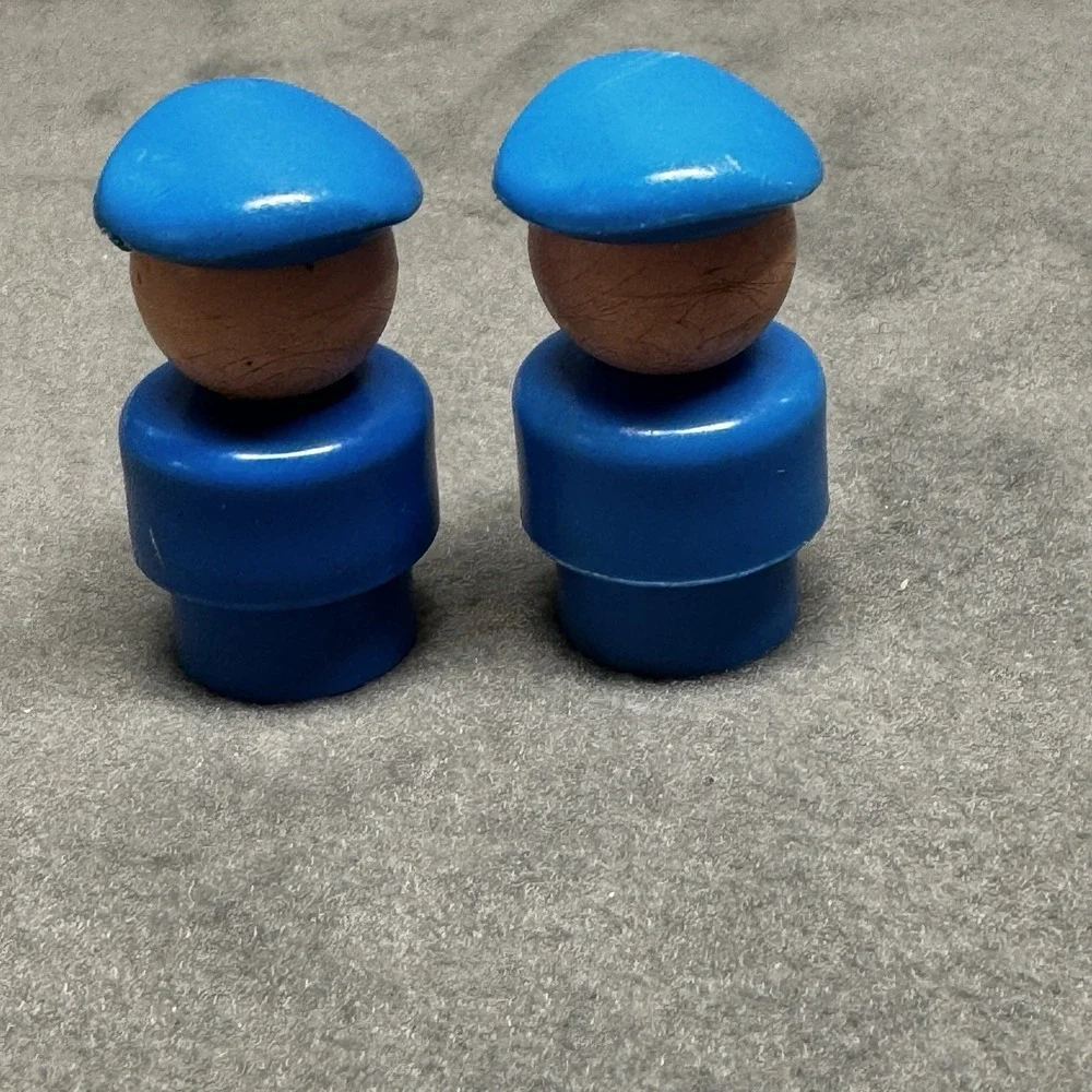 Vintage Fisher Price little people lot/2 blue plastic mailman pilot police man